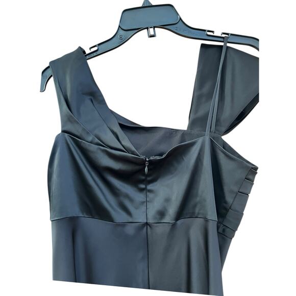 Lauren Ralph Lauren Satin Slip Cocktail Dress, Asymmetric Shoulder | 6 Black NWT - Picture 15 of 16
